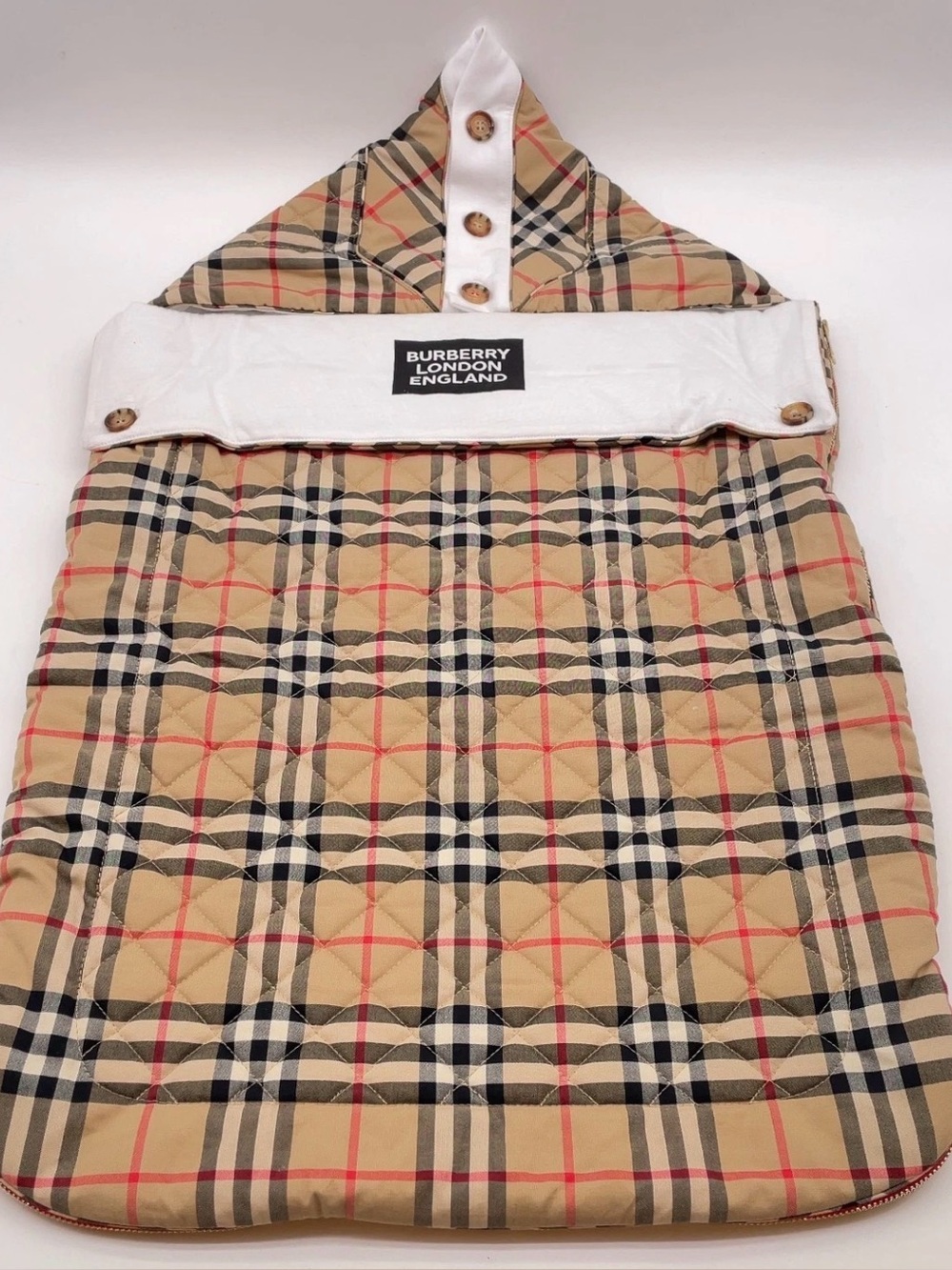 Burberry Kids Beige Plaid NOVA CHECK BABY BUNTING bag sleep snuggle 6-9m - Picture 4 of 14